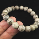 Japanese Natural White Moriyama Chert 10mm Bead Bracelet 28.3g (ID:38851)