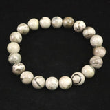 Japanese Natural White Moriyama Chert 10mm Bead Bracelet 28.3g (ID:38851)