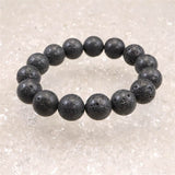 Japanese Natural Mt. Fuji Basalt Lava 15mm Bead Bracelet 72.2g (ID:39281)
