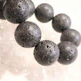 Japanese Natural Mt. Fuji Basalt Lava 15mm Bead Bracelet 72.2g (ID:39281)