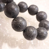 Japanese Natural Mt. Fuji Basalt Lava 15mm Bead Bracelet 72.2g (ID:39281)