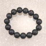 Japanese Natural Mt. Fuji Basalt Lava 15mm Bead Bracelet 72.2g (ID:39281)