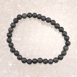 Japanese Natural Mt. Fuji Basalt Lava 6mm Bead Bracelet 10.7g (ID:40451)