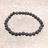 Japanese Natural Mt. Fuji Basalt Lava 6mm Bead Bracelet 10.7g (ID:40451)