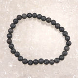 Japanese Natural Mt. Fuji Basalt Lava 6mm Bead Bracelet 10.7g (ID:40451)