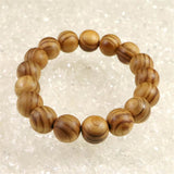 Japanese Natural Ise Cedar Wood 13mm Bead Bracelet 9.5g (ID:40805)