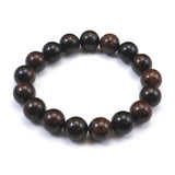 Japanese Natural Vermilion Obsidian Beni Tokachi 12mm Bead Bracelet 36.7g (ID:41394)