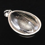 Japanese Natural Quartz ルチル入 ドロップ型 Pendanttop 30mm 12.7g with Directory Card (ID:44672)