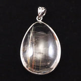 Japanese Natural Quartz Rutile Included Drop Shape Pendanttop 30mm 12.7g with Directory Card (ID:44672)
