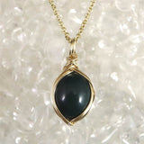 Izumo Jasper Oval Pendant 14K Gold Filled Type.C 10mm with Directory Card (ID:46977)