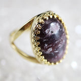 Japanese Natural Arknite Jasper 18mm Oval Ring 18000g (ID:55436)