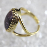 Japanese Natural Arknite Jasper 18mm Oval Ring 18000g (ID:55436)