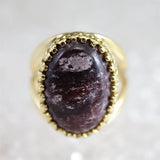Japanese Natural Arknite Jasper 18mm Oval Ring 18000g (ID:55436)