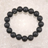 Japanese Natural Mt. Fuji Basalt Lava 12mm Bead Bracelet 41.6g (ID:57679)