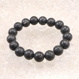 Japanese Natural Mt. Fuji Basalt Lava 12mm Bead Bracelet 41.6g (ID:57679)