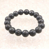 Japanese Natural Mt. Fuji Basalt Lava 12mm Bead Bracelet 41.6g (ID:57679)