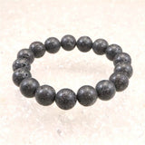 Japanese Natural Mt. Fuji Basalt Lava 12mm Bead Bracelet 41.6g (ID:57679)