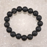 Japanese Natural Mt. Fuji Basalt Lava 12mm Bead Bracelet 41.6g (ID:57679)
