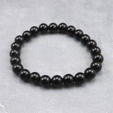 Japanese Natural Morion Black Quartz 8mm Bead Bracelet 18.8g (ID:60327)
