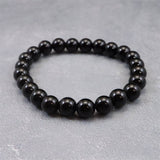 Japanese Natural Morion Black Quartz 8mm Bead Bracelet 18.8g (ID:60327)