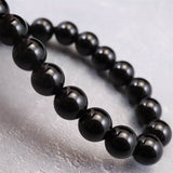 Japanese Natural Morion Black Quartz 8mm Bead Bracelet 18.8g (ID:60327)