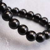 Japanese Natural Morion Black Quartz 8mm Bead Bracelet 18.8g (ID:60327)