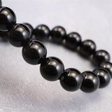 Japanese Natural Morion Black Quartz 8mm Bead Bracelet 18.8g (ID:60327)