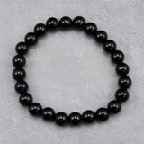 Japanese Natural Morion Black Quartz 8mm Bead Bracelet 18.8g (ID:60327)