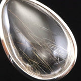 Japanese Natural Quartz ルチル入 ドロップ型 Pendanttop 28mm 8.4g with Directory Card (ID:65437)