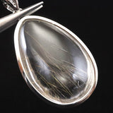 Japanese Natural Quartz ルチル入 ドロップ型 Pendanttop 28mm 8.4g with Directory Card (ID:65437)