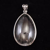 Japanese Natural Quartz Rutile Included Drop Shape Pendanttop 28mm 8.4g with Directory Card (ID:65437)