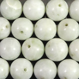 Japanese Natural White Pale Green Jadeite 12mm Single Bead (ID:67524)