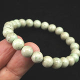 Japanese Natural Hidaka Jadeite White-Green Grade SA Grade 8mm Bead Bracelet 20.2g (ID:70287)