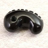 Japanese Natural 隠岐の島 黒曜石 Magatama 獣型 31mm 9.3g with Directory Card (ID:70878)