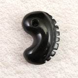 Japanese Natural Okinoshima Obsidian Magatama Beast Shape 31mm 9.3g (ID:70878)