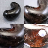 Japanese Natural Black 鉱山産 Quartz Magatama 30mm 10.8g with Directory Card (ID:73171)