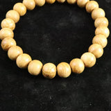 Japanese Natural Chestnut Burl Wood 9mm Bead Bracelet 6.7g (ID:80559)