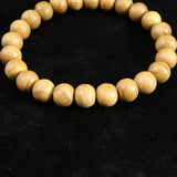 Japanese Natural Chestnut Burl Wood 9mm Bead Bracelet 6.7g (ID:80559)