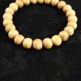 Japanese Natural Chestnut Burl Wood 9mm Bead Bracelet 6.7g (ID:80559)