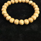 Japanese Natural Chestnut Burl Wood 9mm Bead Bracelet 6.7g (ID:80559)