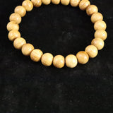 Japanese Natural Chestnut Burl Wood 9mm Bead Bracelet 6.7g (ID:80559)
