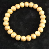 Japanese Natural Chestnut Burl Wood 9mm Bead Bracelet 6.7g (ID:80559)
