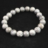 Japanese Natural Light Gray Churaumi Stone 10mm Bead Bracelet 27.55g (ID:81235)