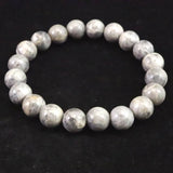 Japanese Natural Light Gray Churaumi Stone 10mm Bead Bracelet 27.55g (ID:81235)