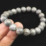 Japanese Natural Light Gray Churaumi Stone 10mm Bead Bracelet 27.55g (ID:81235)