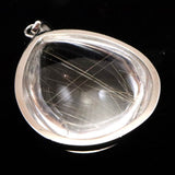 Japanese Natural Quartz ルチル入 ドロップ型 Pendanttop 27mm 12.6g with Directory Card (ID:85490)
