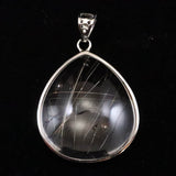Japanese Natural Quartz Rutile Included Drop Shape Pendanttop 27mm 12.6g with Directory Card (ID:85490)
