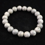 Japanese Natural Light Gray Churaumi Stone 10mm Bead Bracelet 27.6g (ID:86316)