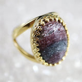 Japanese Natural Arknite Jasper 18mm Oval Ring 18000g (ID:89786)