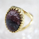 Japanese Natural Arknite Jasper 18mm Oval Ring 18000g (ID:89786)